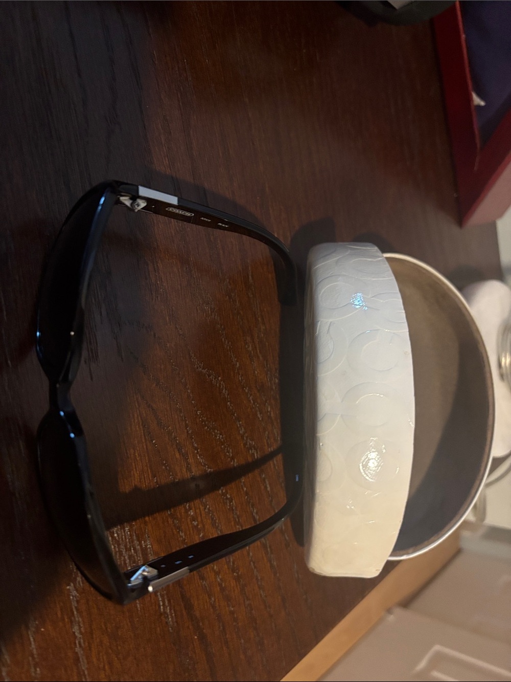 Coach Black Sunglasses with White Coach-Embossed Case